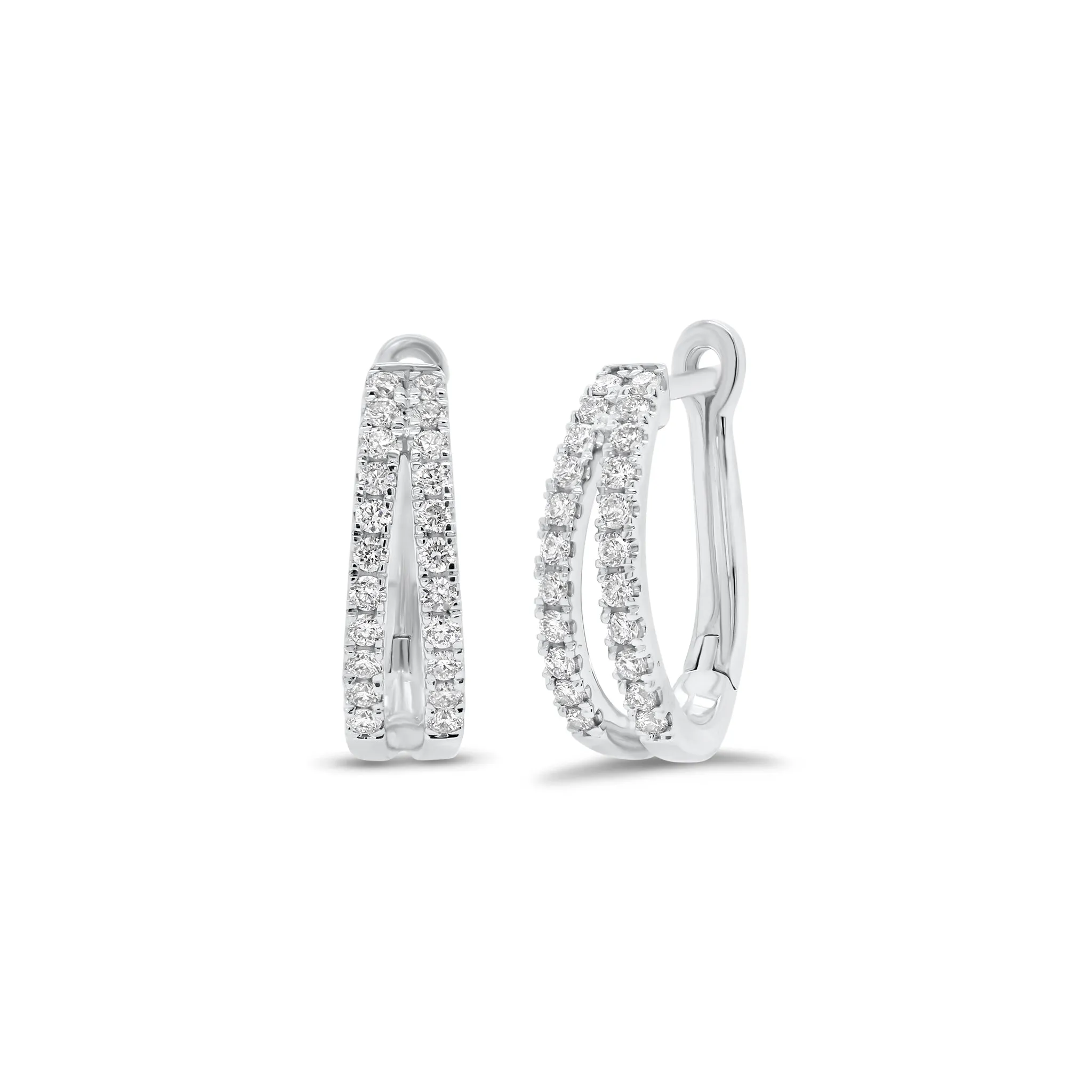 Diamond Open Huggie Earrings