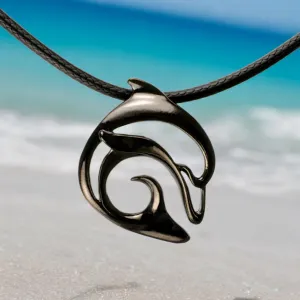 Dolphin Necklace for Men and Women- Black Dolphin Pendant for Men, Black Dolphin Charm, Dolphin Jewelry for Women, Jet Black Jewelry