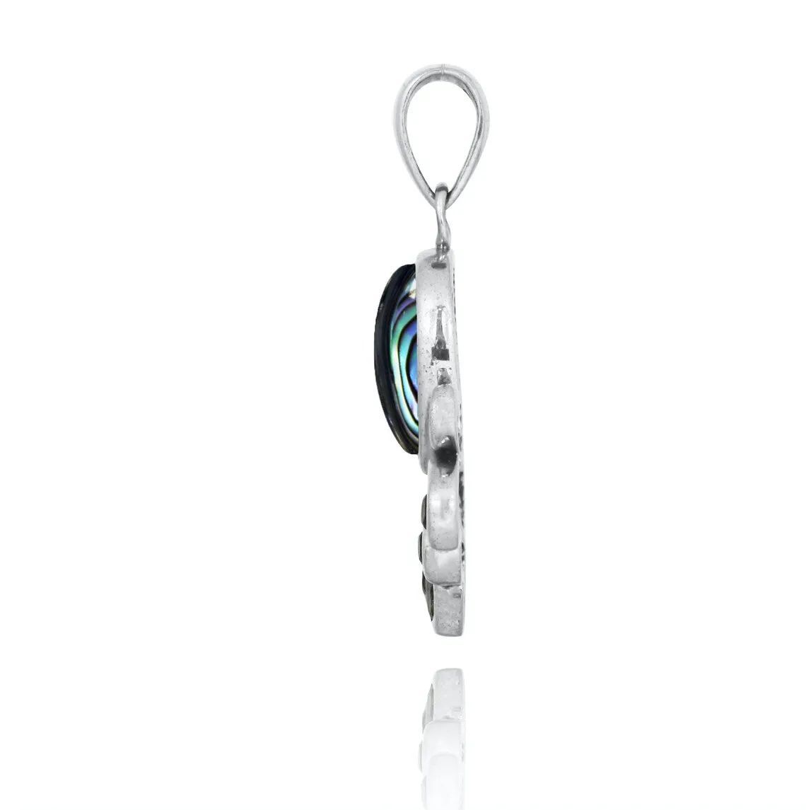 Dolphin Pendant Necklace with Abalone Shell and White CZ