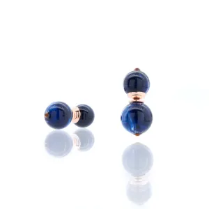 Ebony Double Studs - Indigo Lapis/Bronze