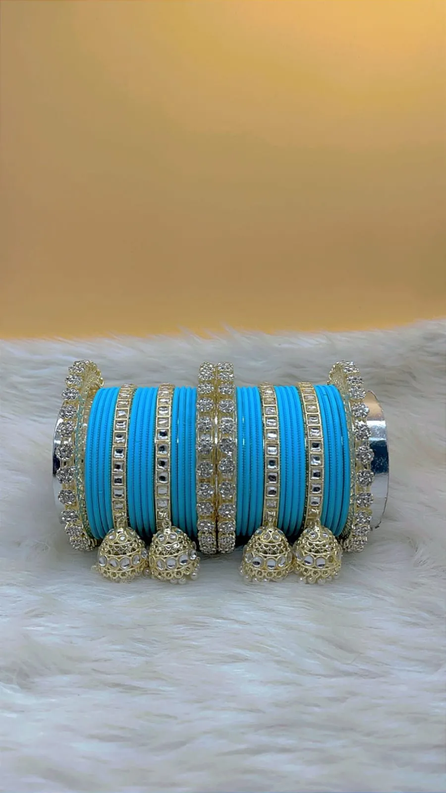 Elegant Modern Minimalist Bangles Jhumka Set Clear Crystal Jewelry