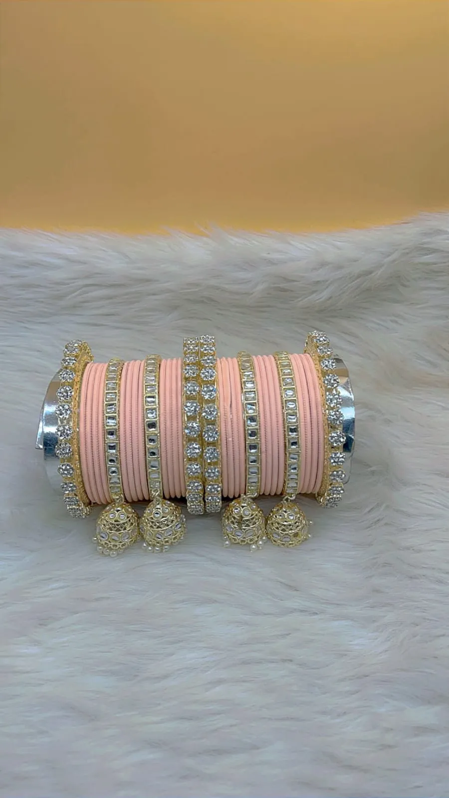 Elegant Modern Minimalist Bangles Jhumka Set Clear Crystal Jewelry