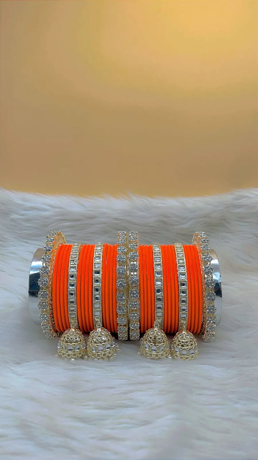 Elegant Modern Minimalist Bangles Jhumka Set Clear Crystal Jewelry