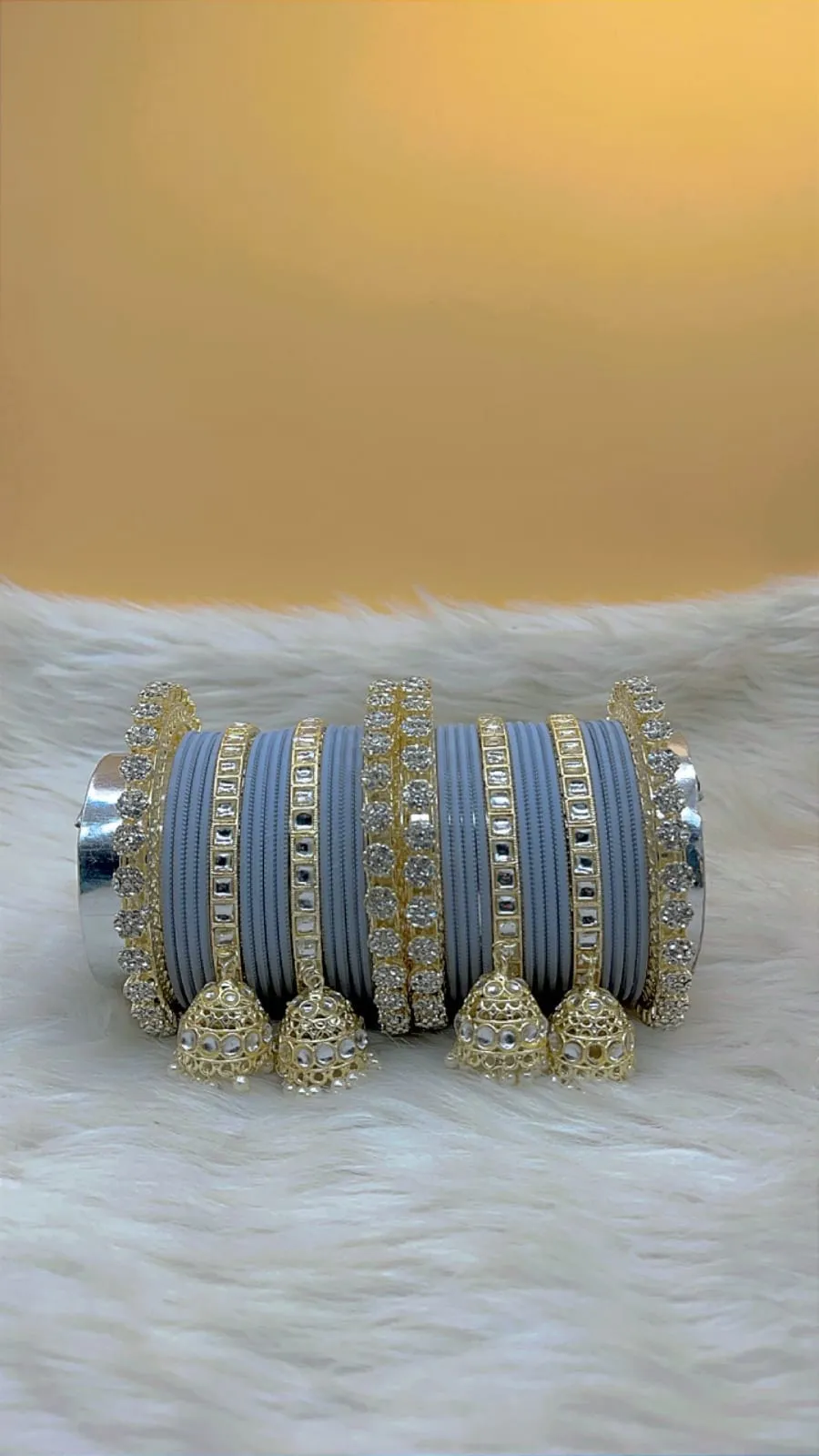 Elegant Modern Minimalist Bangles Jhumka Set Clear Crystal Jewelry