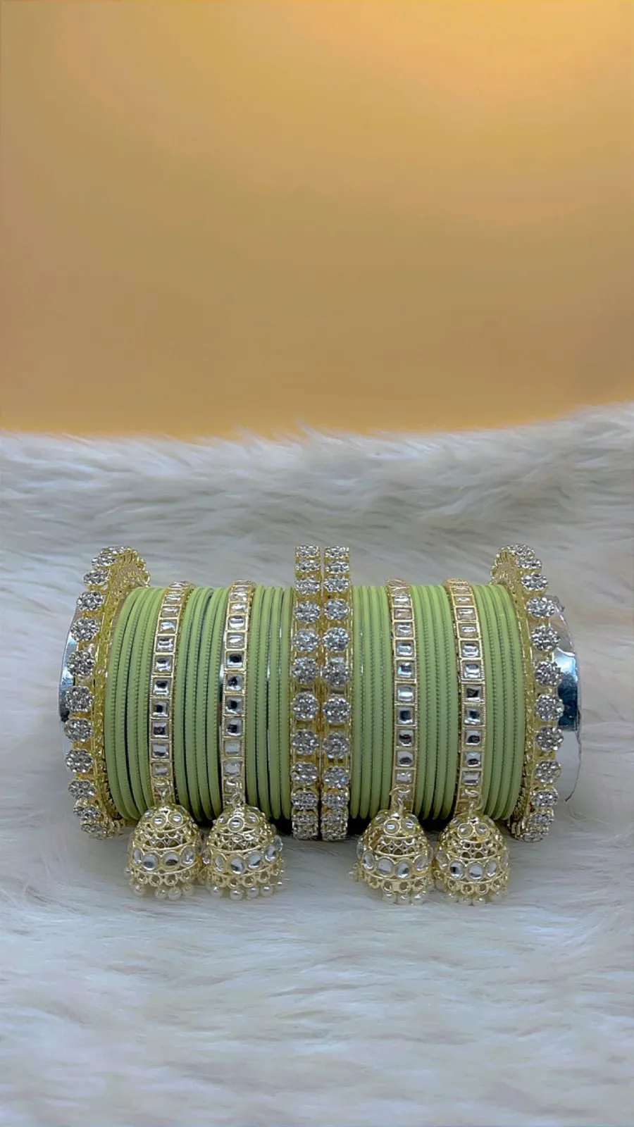 Elegant Modern Minimalist Bangles Jhumka Set Clear Crystal Jewelry