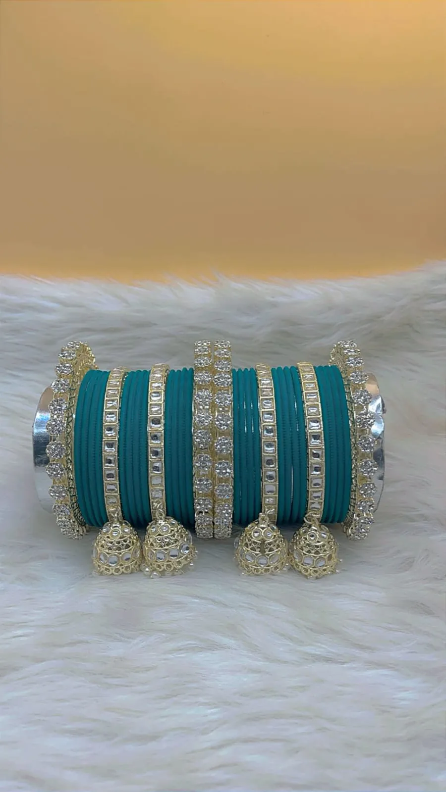 Elegant Modern Minimalist Bangles Jhumka Set Clear Crystal Jewelry