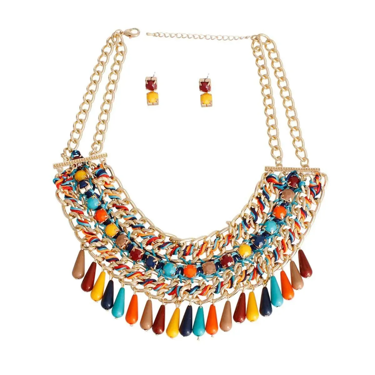 Eye-Catching Bead Necklace & Earring Set - Make a Statement This Summer