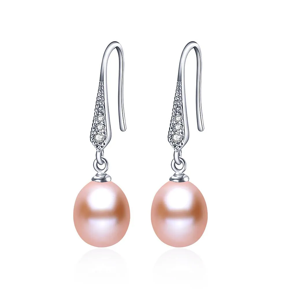 Fashion 925 sterling silver earrings natural freshwater pearl jewelry for women platinum plated earrings