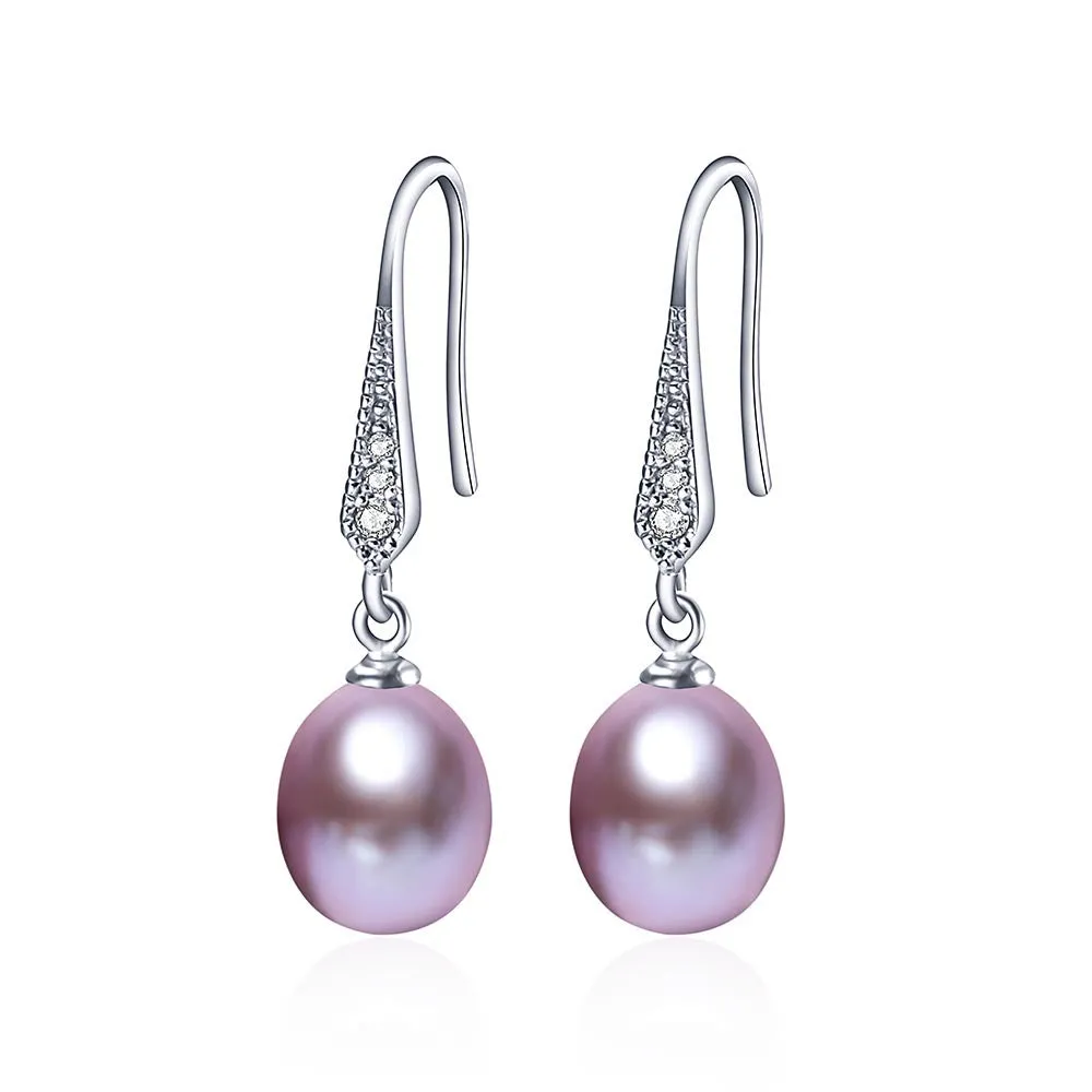 Fashion 925 sterling silver earrings natural freshwater pearl jewelry for women platinum plated earrings