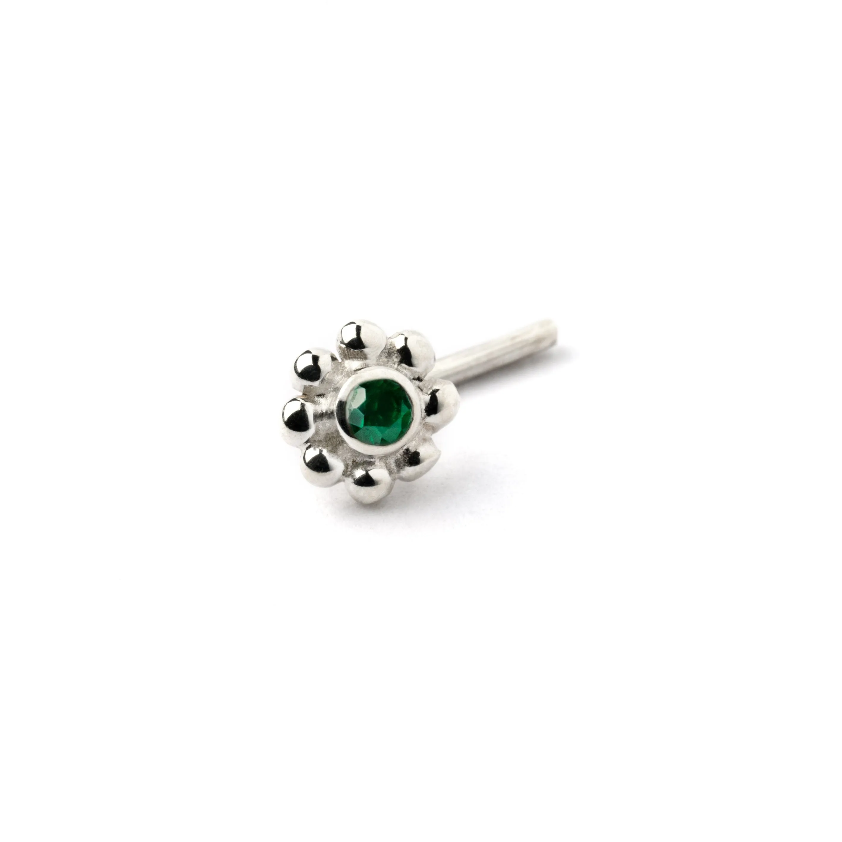 Flower Nose Stud with Green Onyx