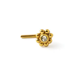 Flower with White Topaz Gold Nose Stud