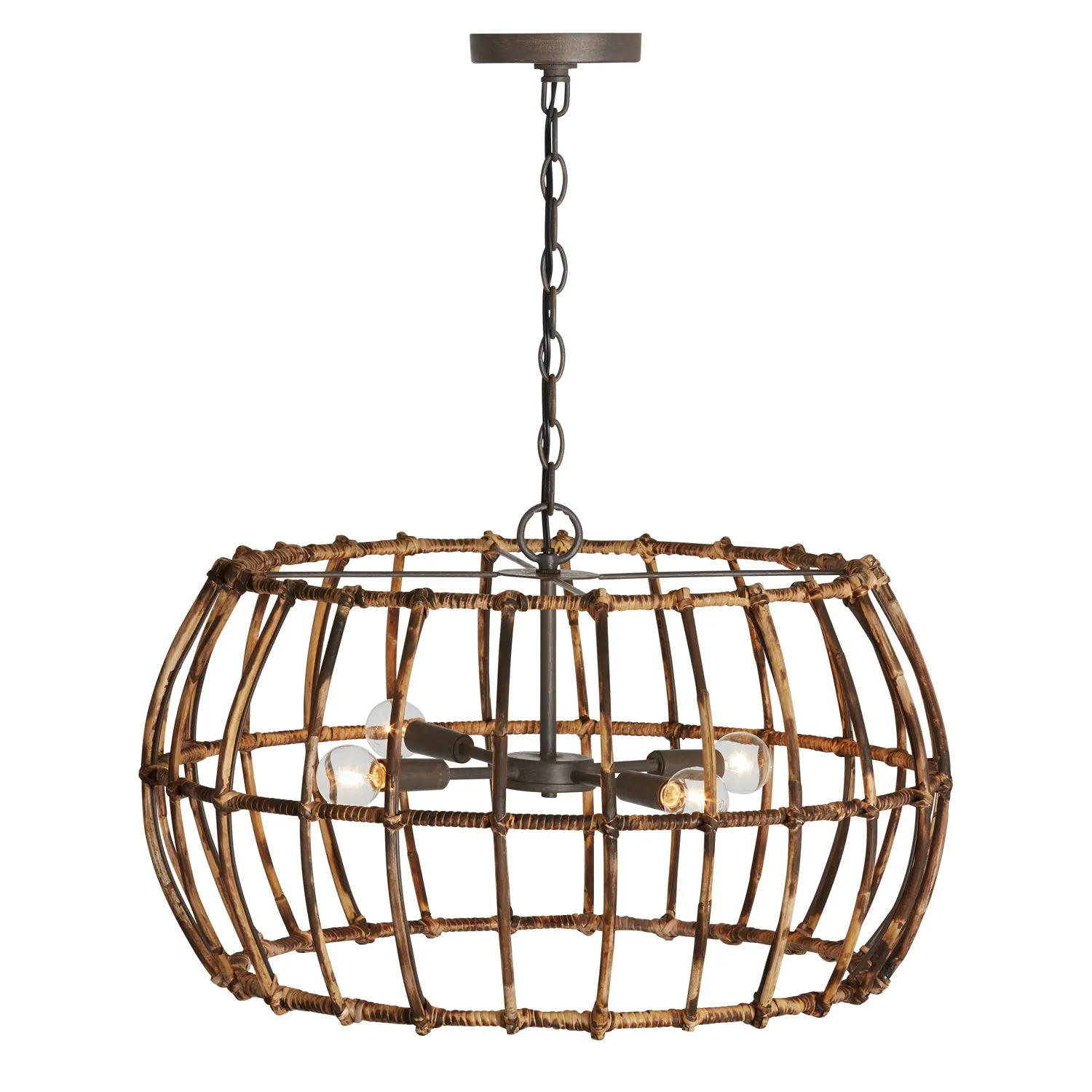 Four Light Pendant from the Sanibel Collection in Blazed Rattan and Nordic Grey Finish by Capital Lighting