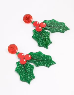 Glitter Holly Drop Earrings