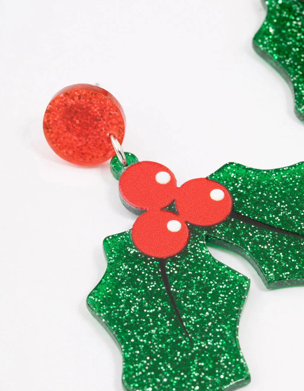 Glitter Holly Drop Earrings