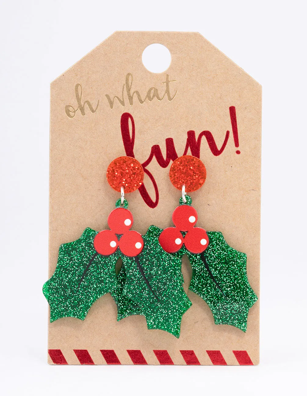 Glitter Holly Drop Earrings