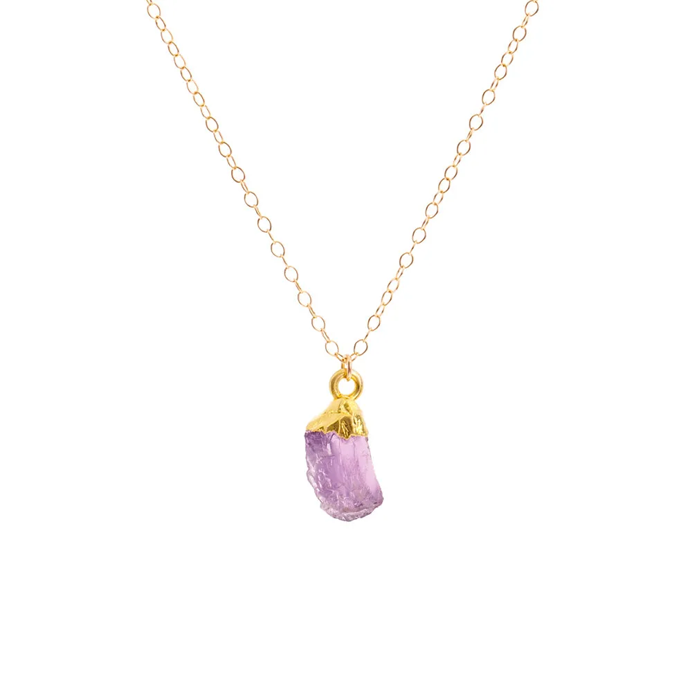 Gold Amethyst Raw Crystal Necklace