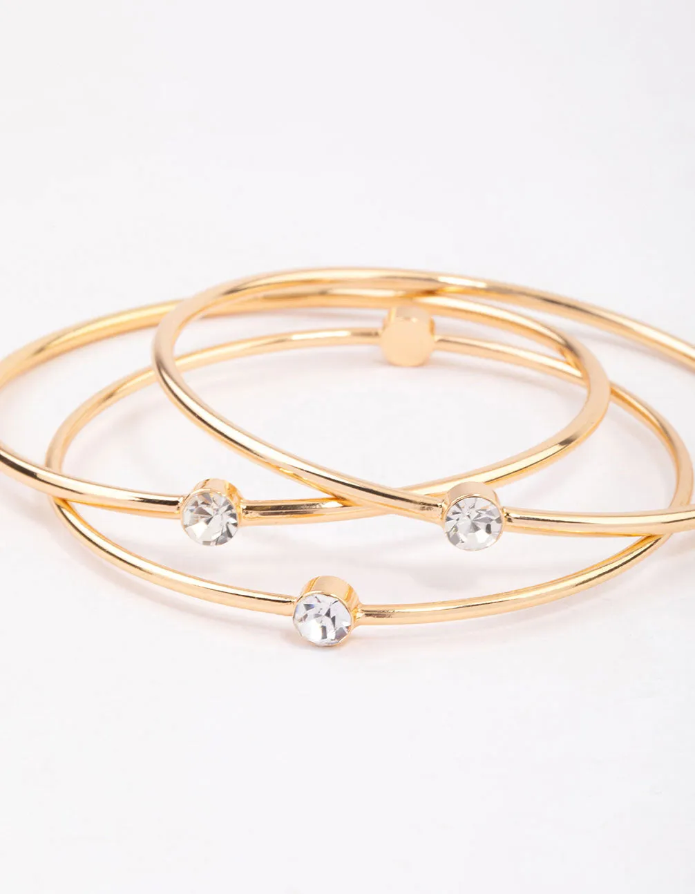 Gold Diamante Stone Bangle Pack