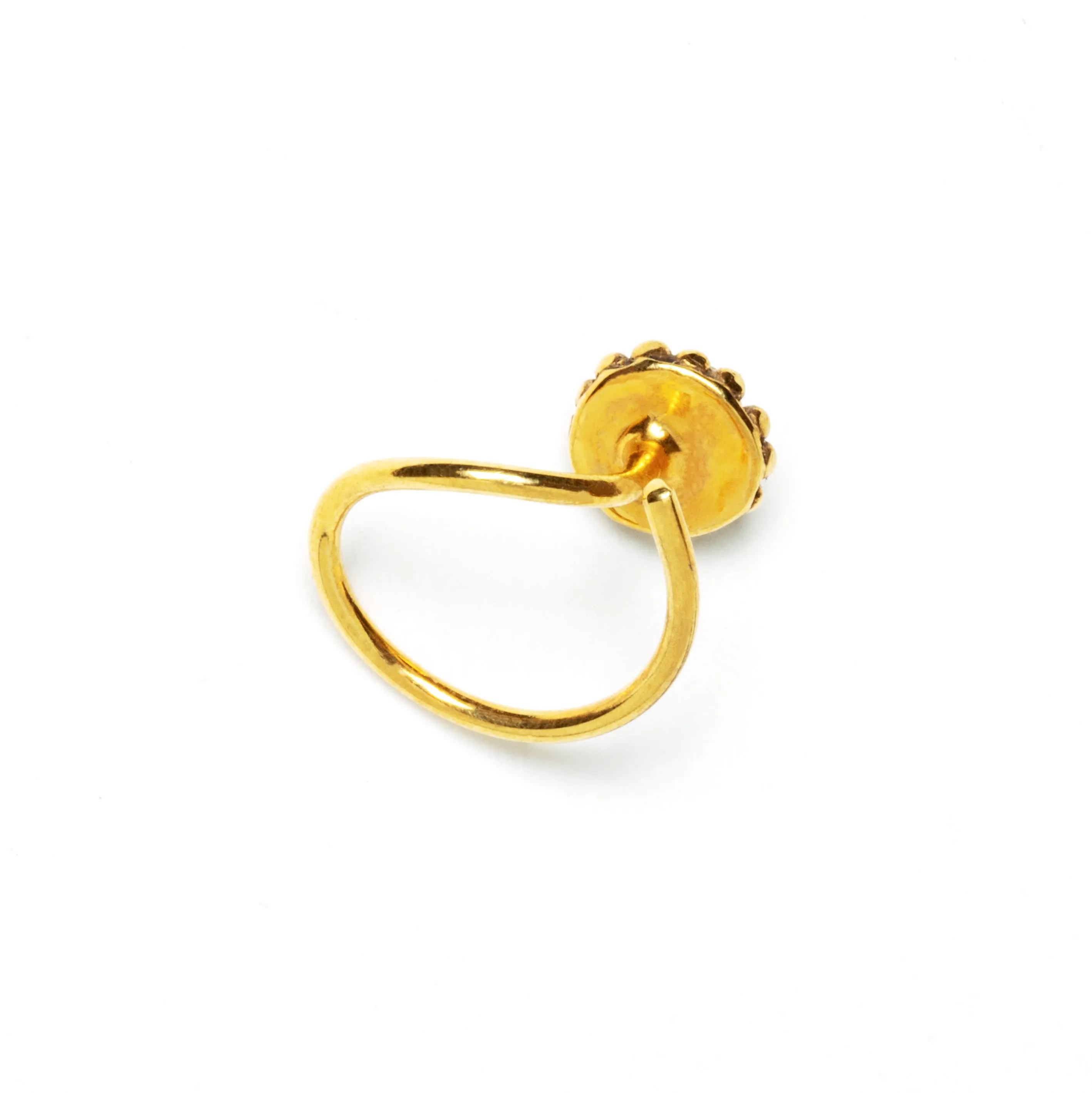 Gold Flower Nose Stud with Black Spinel