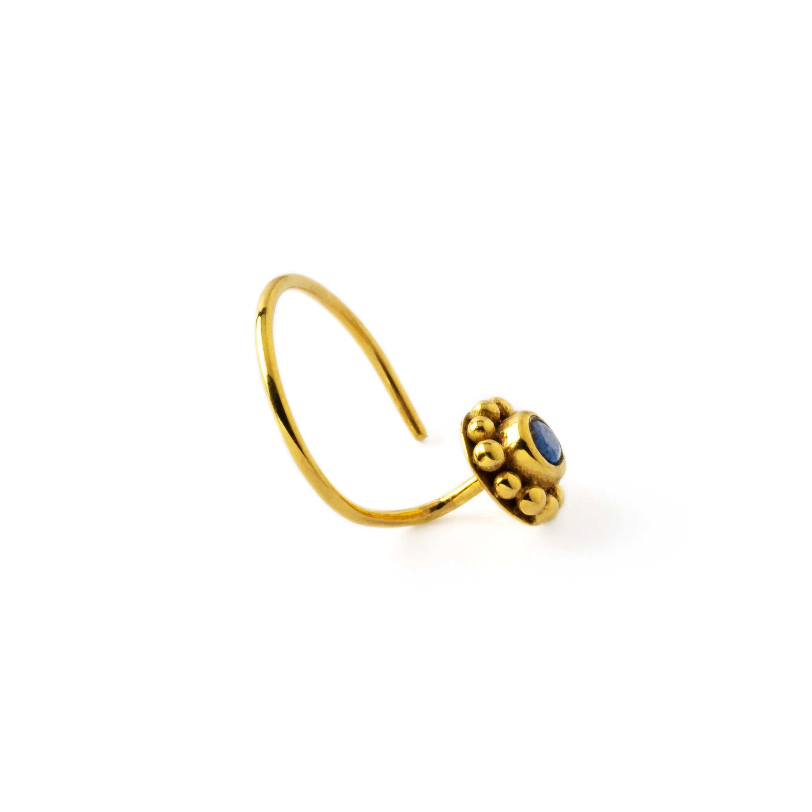 Gold Flower Nose Stud with Lapis