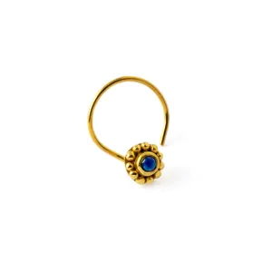 Gold Flower Nose Stud with Lapis