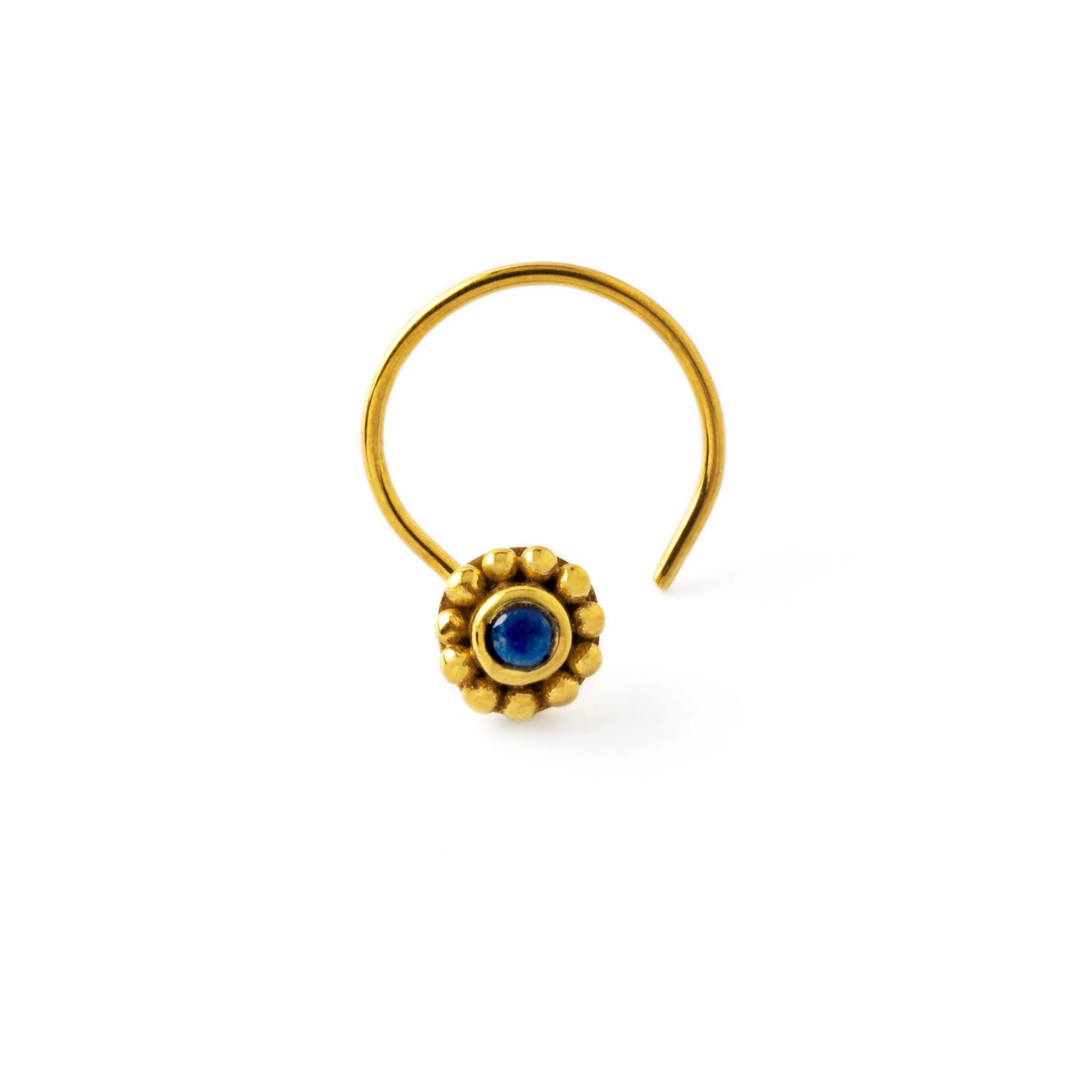 Gold Flower Nose Stud with Lapis