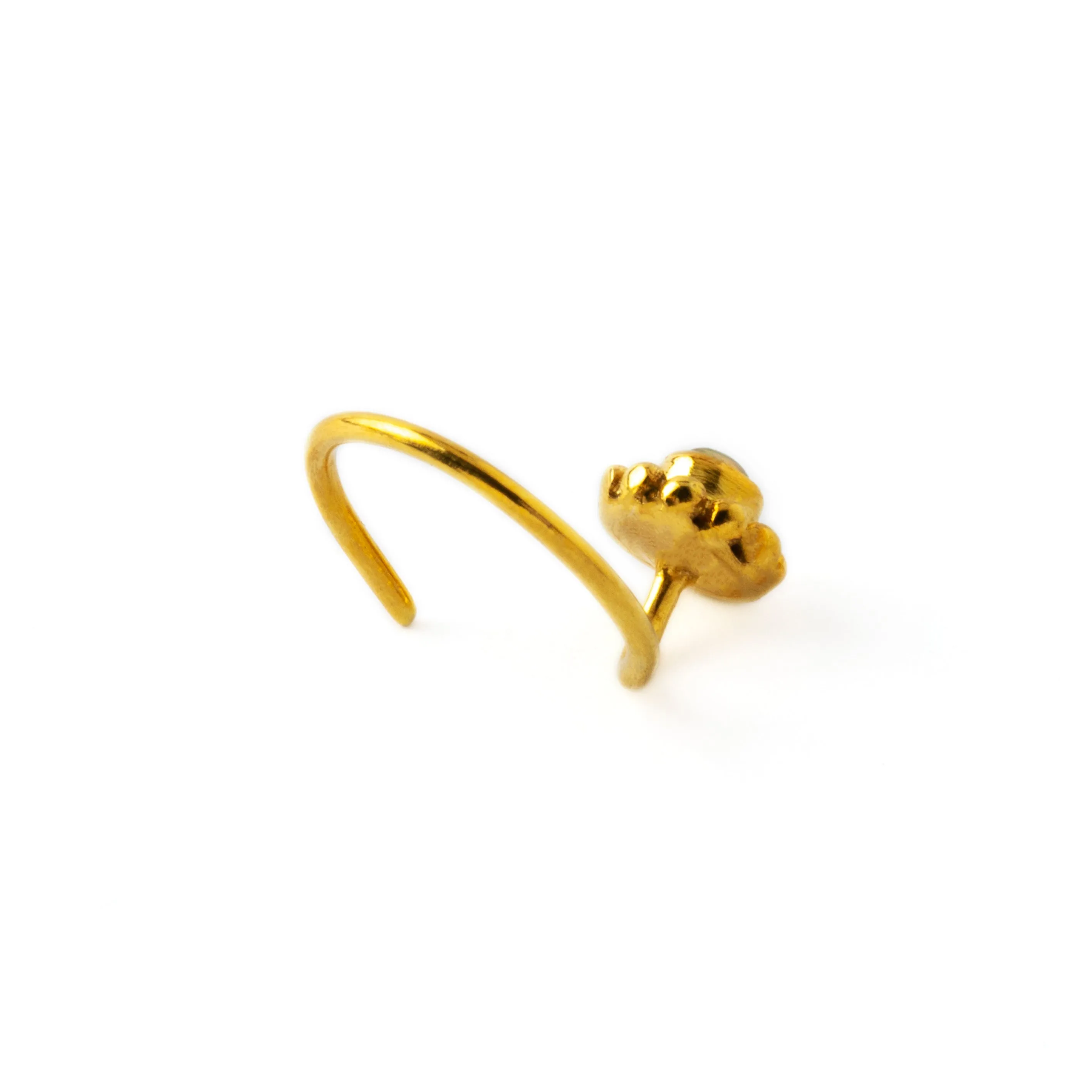 Gold Flower Nose Stud with Lapis