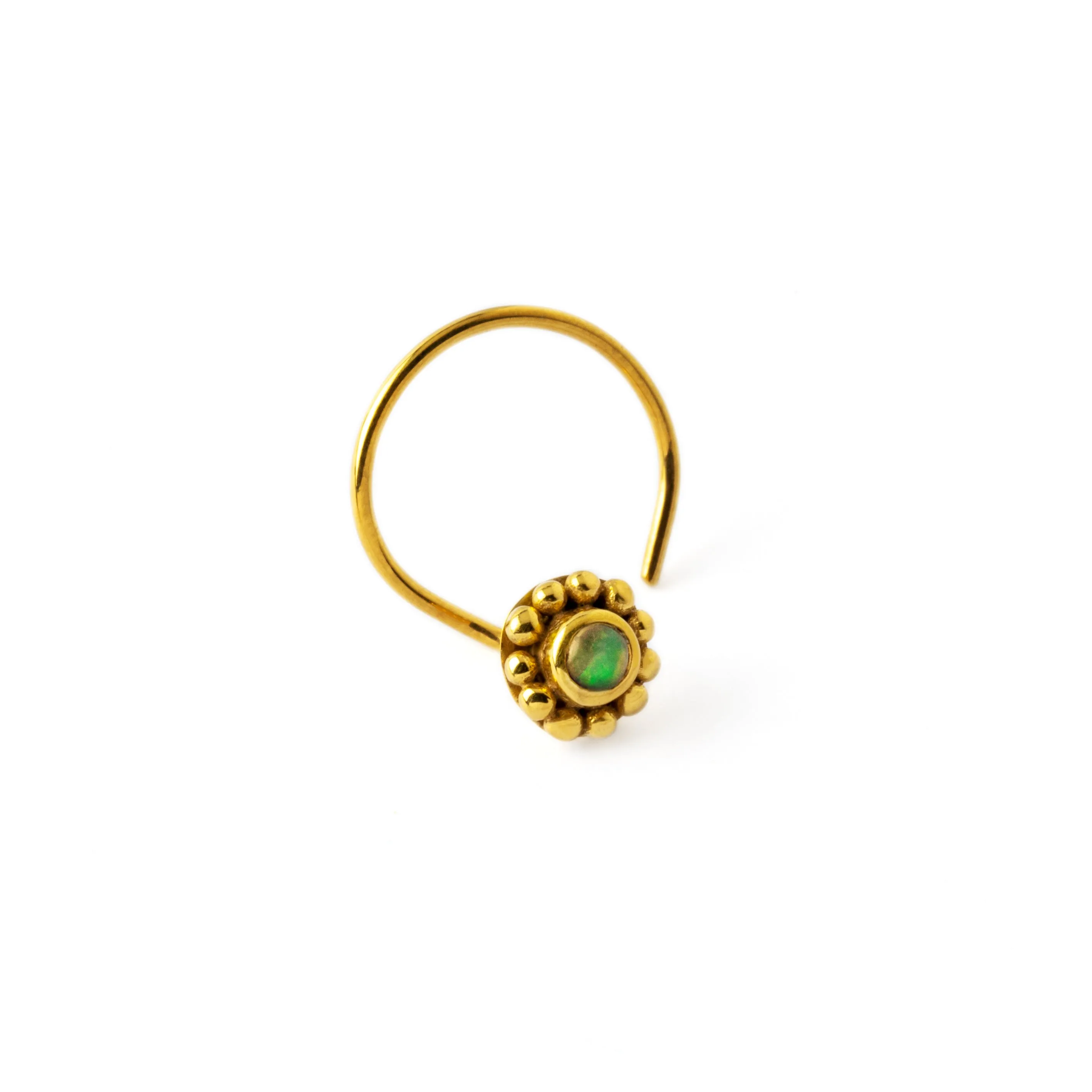 Gold Flower Nose Stud with Opal