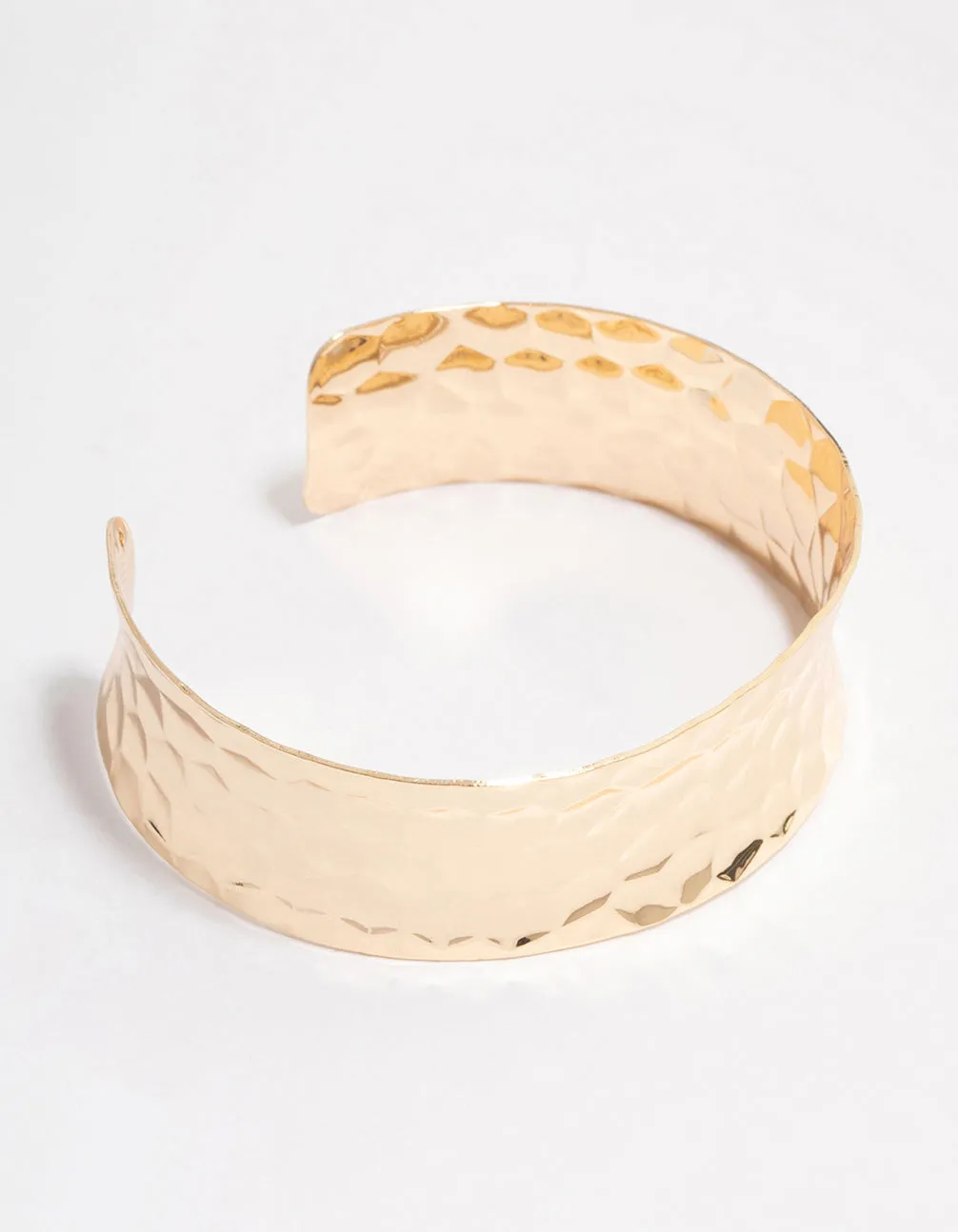 Gold Hammered Open Wrist Cuff