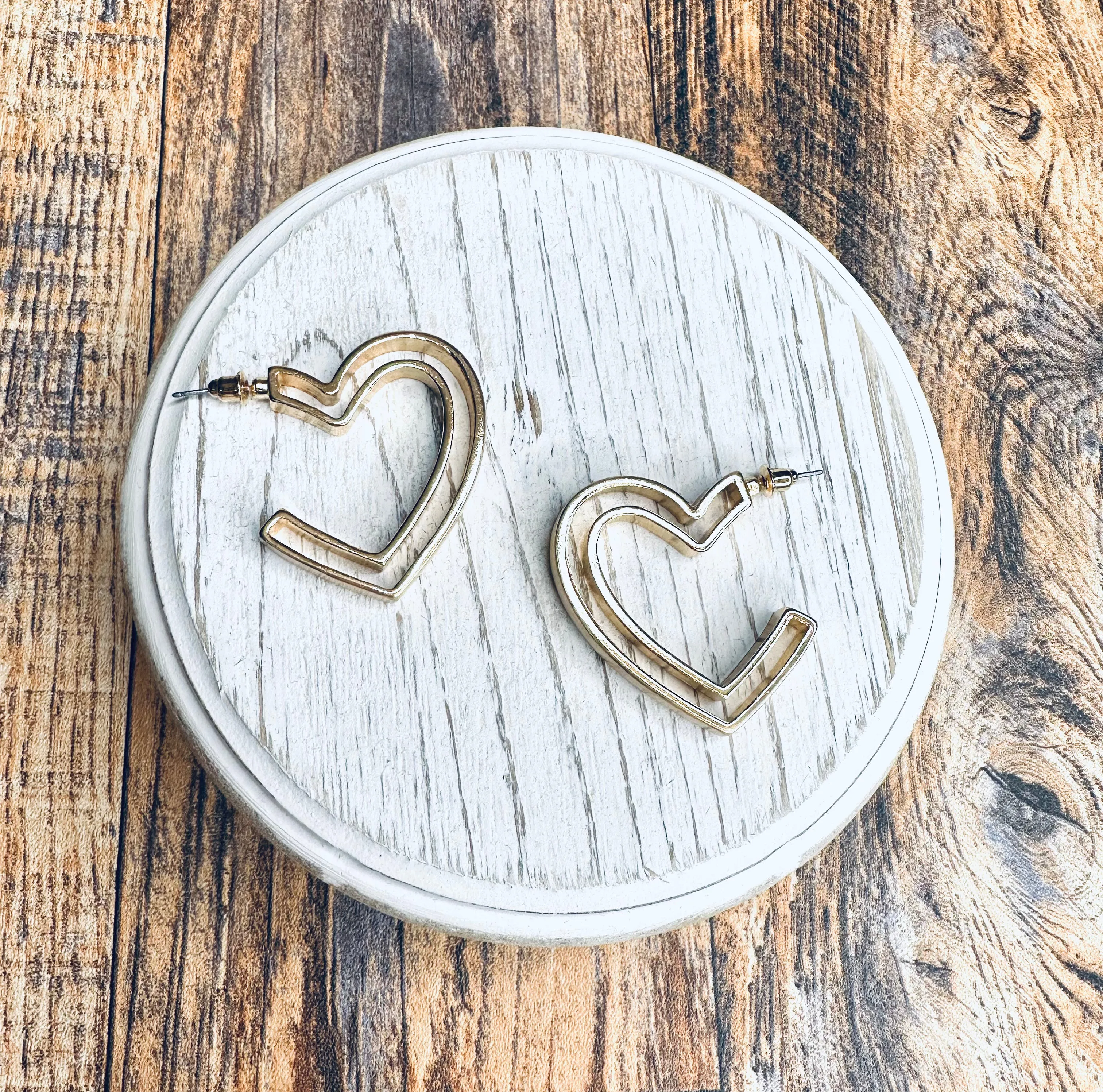 Gold Heart Hoops