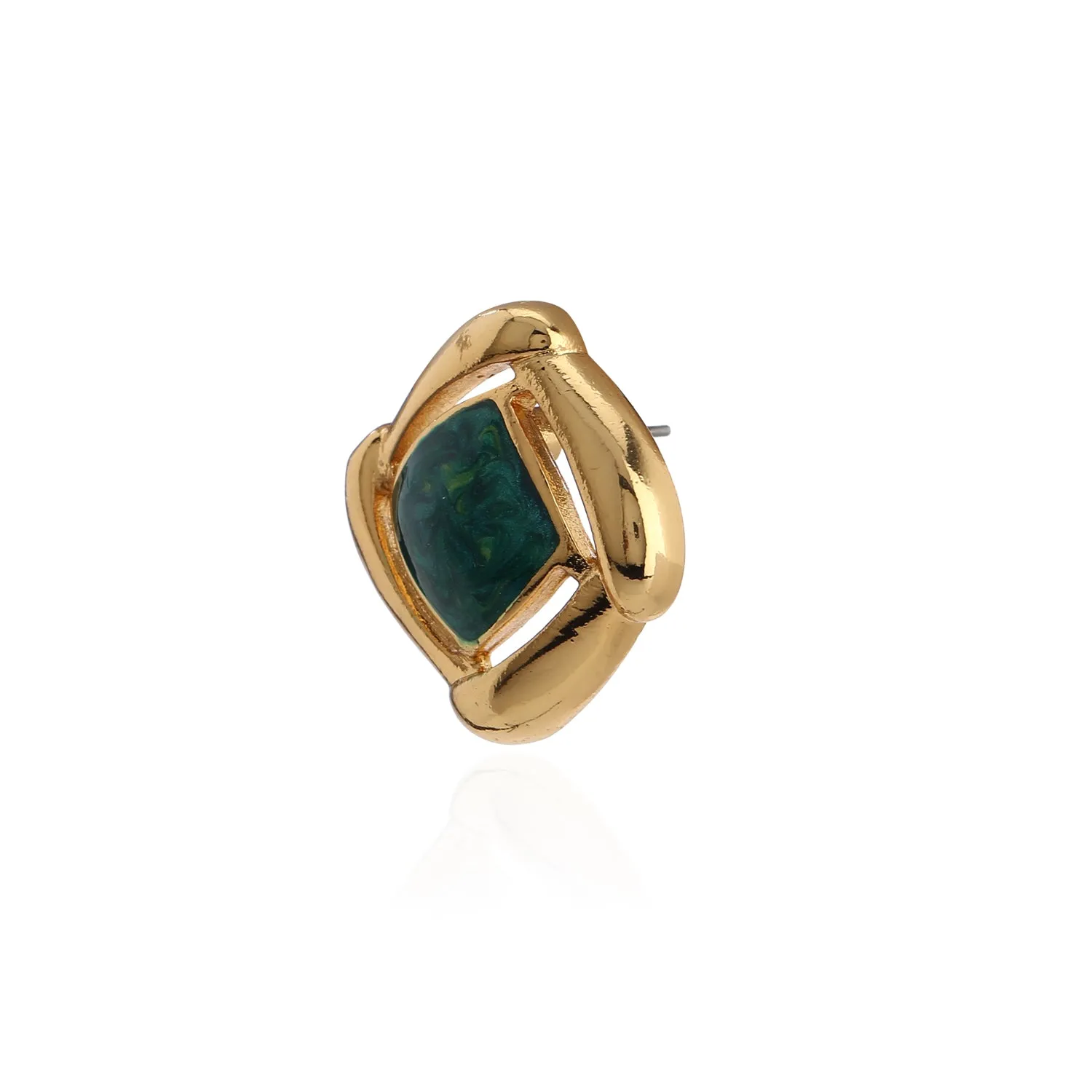 Gold With Green Enamel Earrings