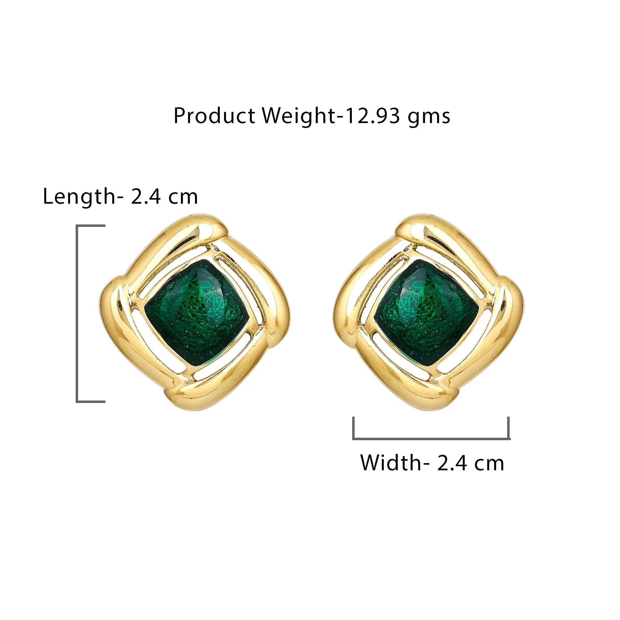 Gold With Green Enamel Earrings