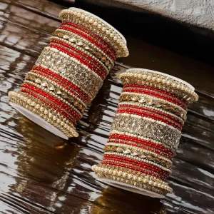 Golden Red CZ Celebrity Bangles Set, AD Bangles Set, Indian Bangles Set, Pakistani Bangles, Bollywood AD Bangles, Celebrity Jewellery, Indian Jewellery Set