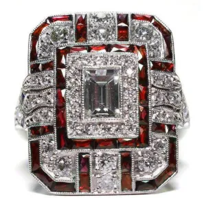 Harlow- the 1930s Inspired Art Deco Rhinestone Ring 5 Color Ways