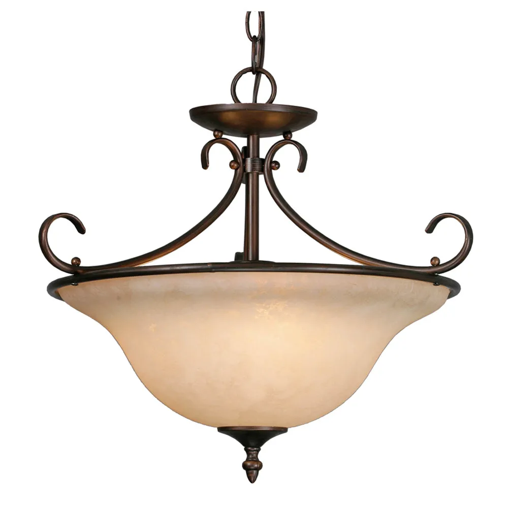 Homestead Semi-Flush (Convertible) in Rubbed Bronze with Tea Stone Glass