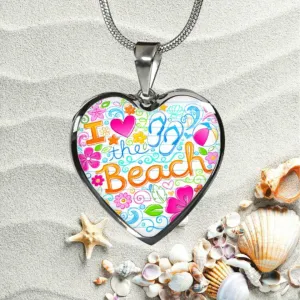 I Love The Beach Heart Necklace