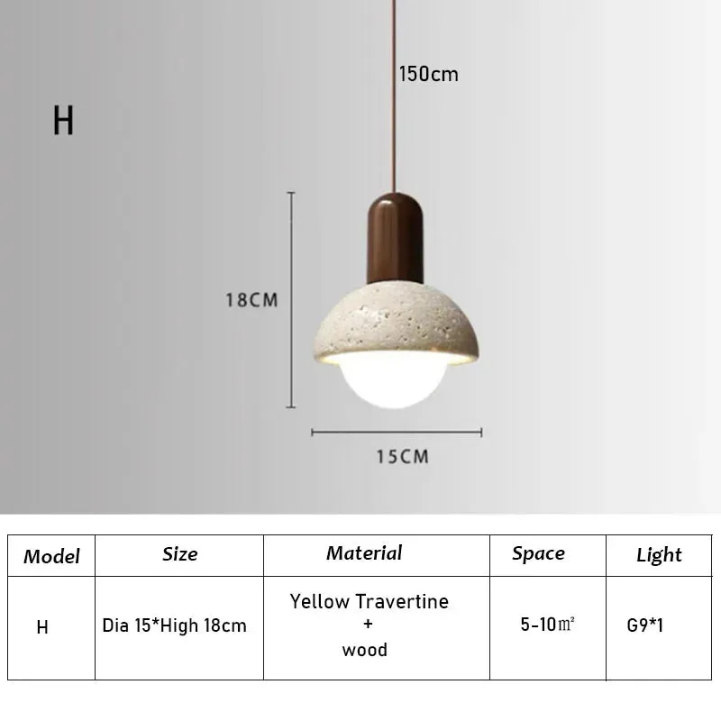 Ikigai Pendant - Japandi style Travertine Pendant | Japanese Retro Lighting