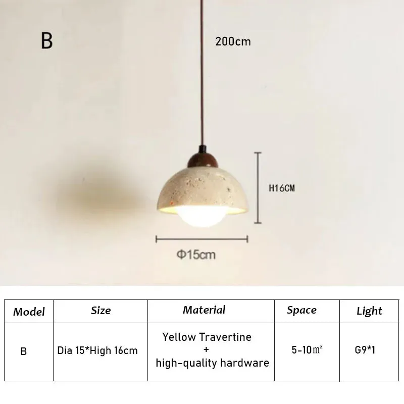 Ikigai Pendant - Japandi style Travertine Pendant | Japanese Retro Lighting