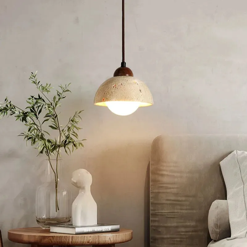 Ikigai Pendant - Japandi style Travertine Pendant | Japanese Retro Lighting