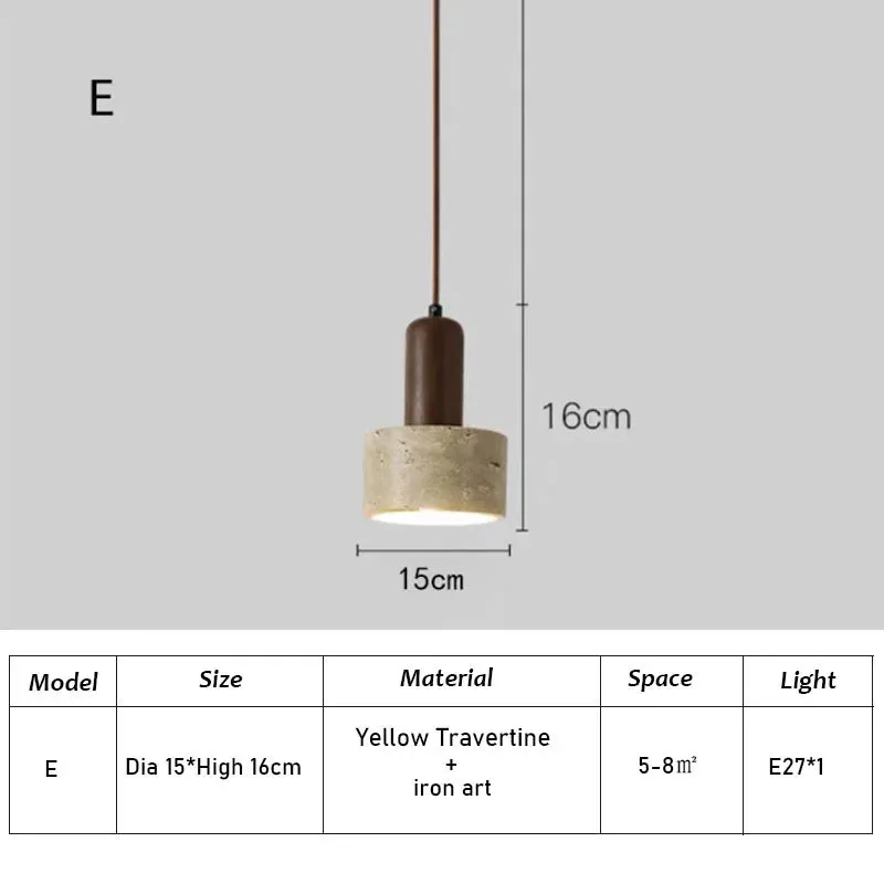 Ikigai Pendant - Japandi style Travertine Pendant | Japanese Retro Lighting