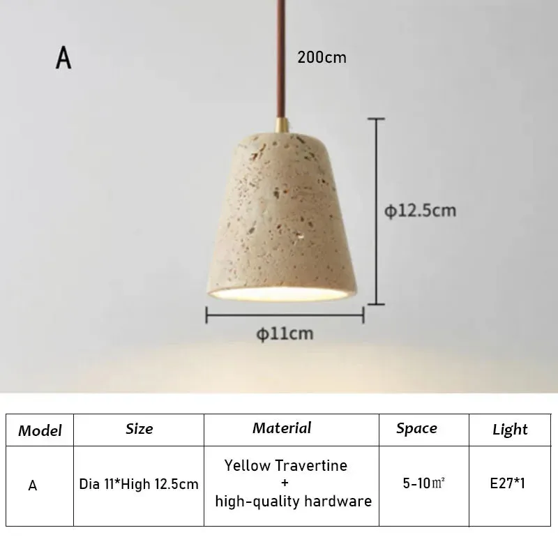 Ikigai Pendant - Japandi style Travertine Pendant | Japanese Retro Lighting