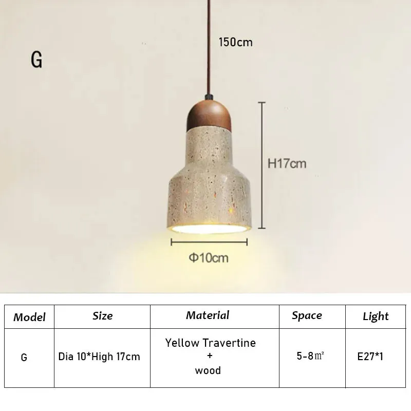 Ikigai Pendant - Japandi style Travertine Pendant | Japanese Retro Lighting