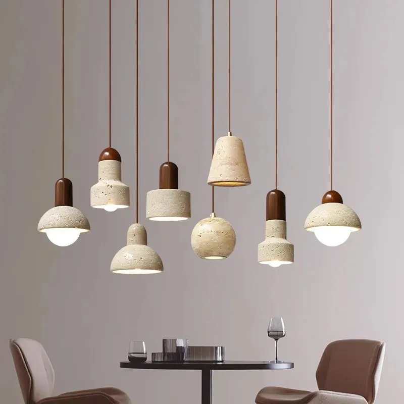 Ikigai Pendant - Japandi style Travertine Pendant | Japanese Retro Lighting