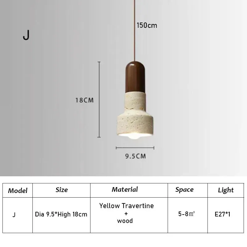 Ikigai Pendant - Japandi style Travertine Pendant | Japanese Retro Lighting