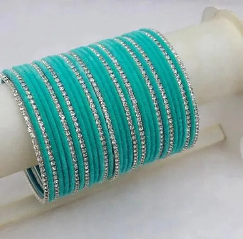 Indian Bangles with Velvet Diamond finish, Indian Bangles, Wedding jewelry, CZ bangles, colorful bangles set 32 bangles, bollywood jewelry