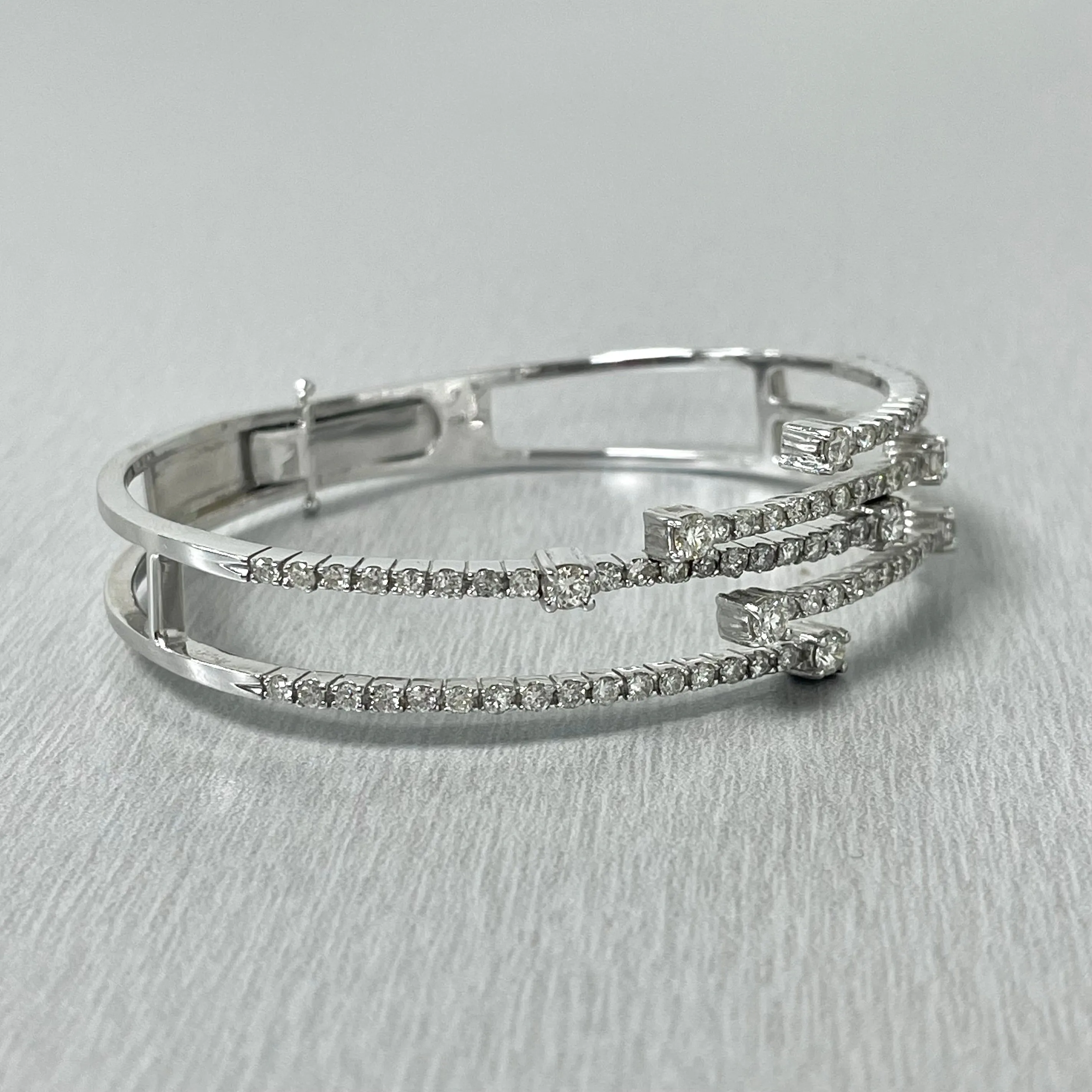 Krisha Diamond Cuff Bangle (2.45 ct Diamonds) in White Gold