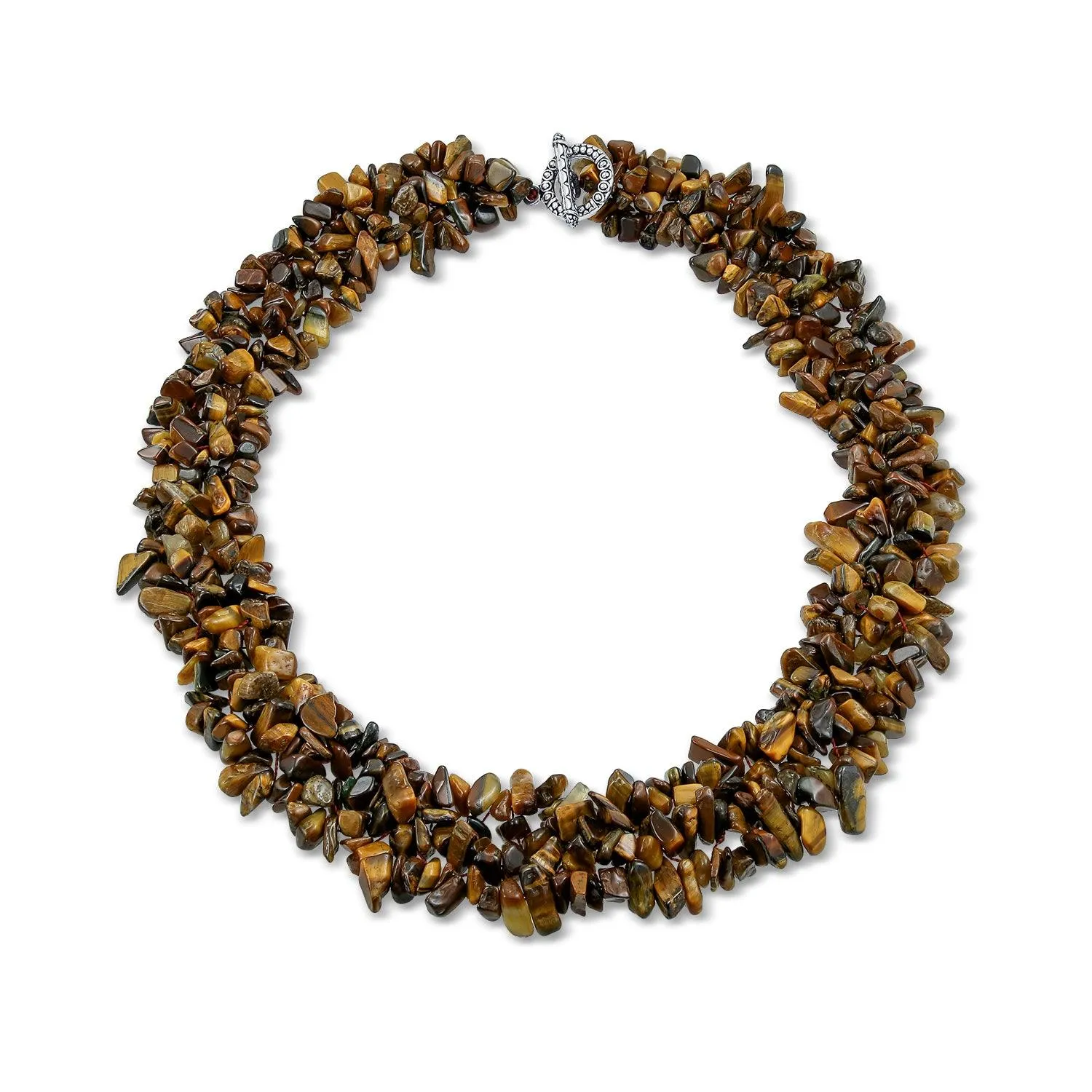 Large Gemstone Cluster Multi Strand Bib Collar Necklace & Stretch Bracelet Set