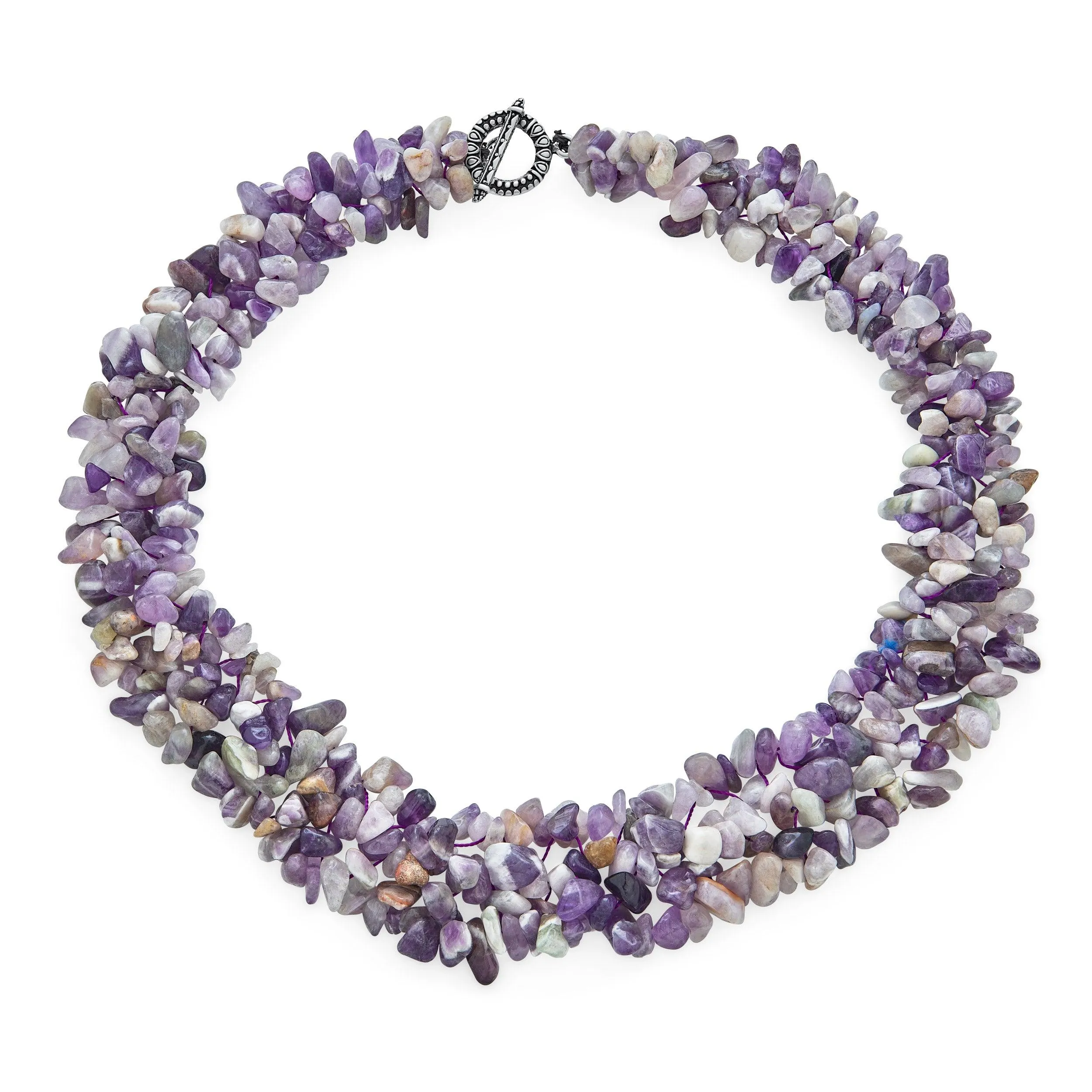 Large Gemstone Cluster Multi Strand Bib Collar Necklace & Stretch Bracelet Set