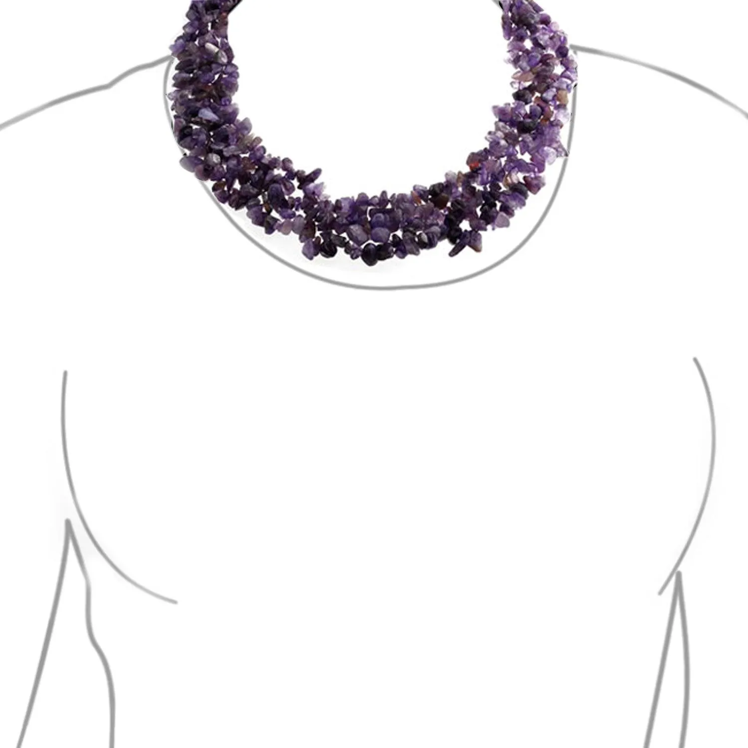 Large Gemstone Cluster Multi Strand Bib Collar Necklace & Stretch Bracelet Set