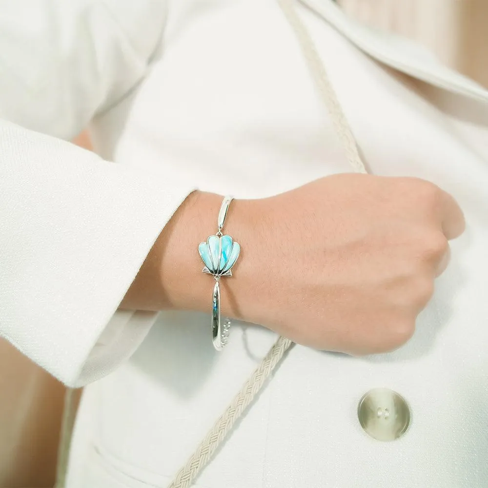 Larimar Oyster Shell Bracelet