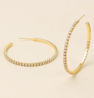 Light Gray Opal Rhinestone Hoops